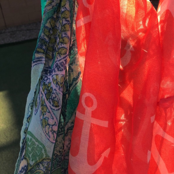 Pair of Spring Scarves - Anchors & Leaves - EUC - Picture 2 of 3
